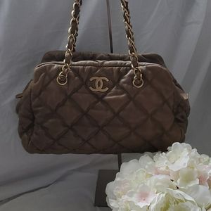 AUTH CHANEL bubble handbag tote purse GHW